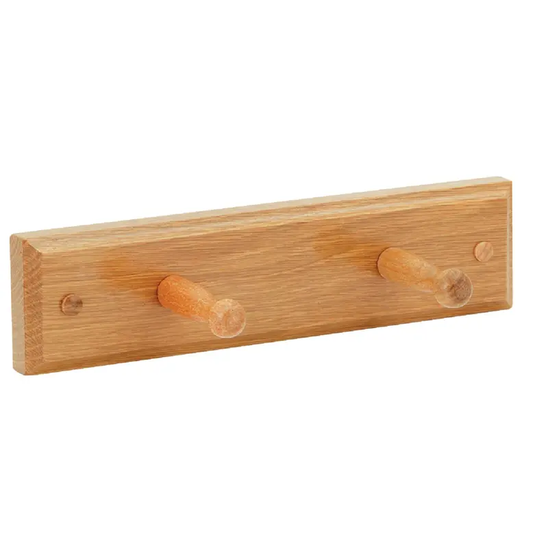 Solid Oak Double Robe Hook For Bathroom Or Entryway 1