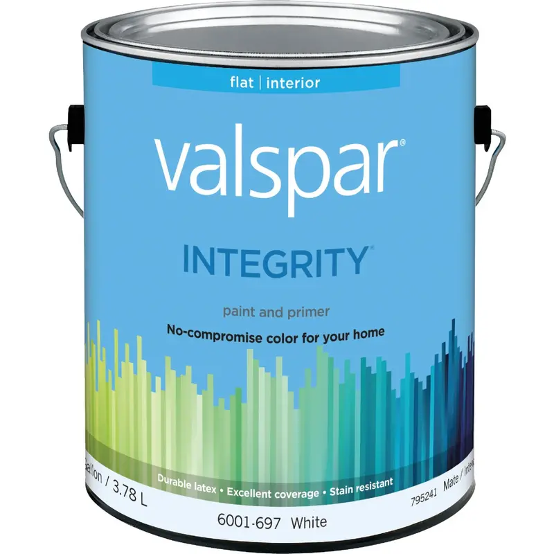 Valspar Integrity Interior Latex Paint + Primer – Flat White, 1-Gallon All-In-One Wall Coating 1