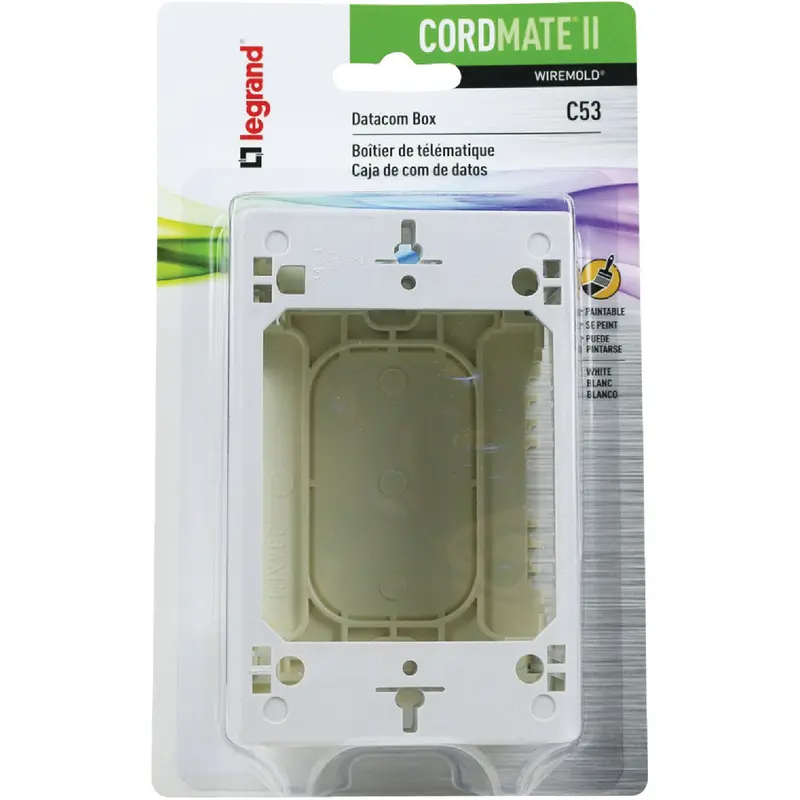 Wiremold Cordmate Ii White Single-Gang Datacom Wall Box For Cable Management 1